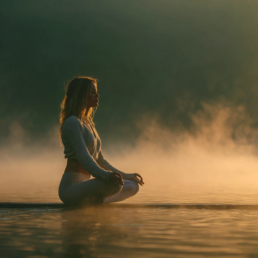 Жінка медитує в позі лотоса